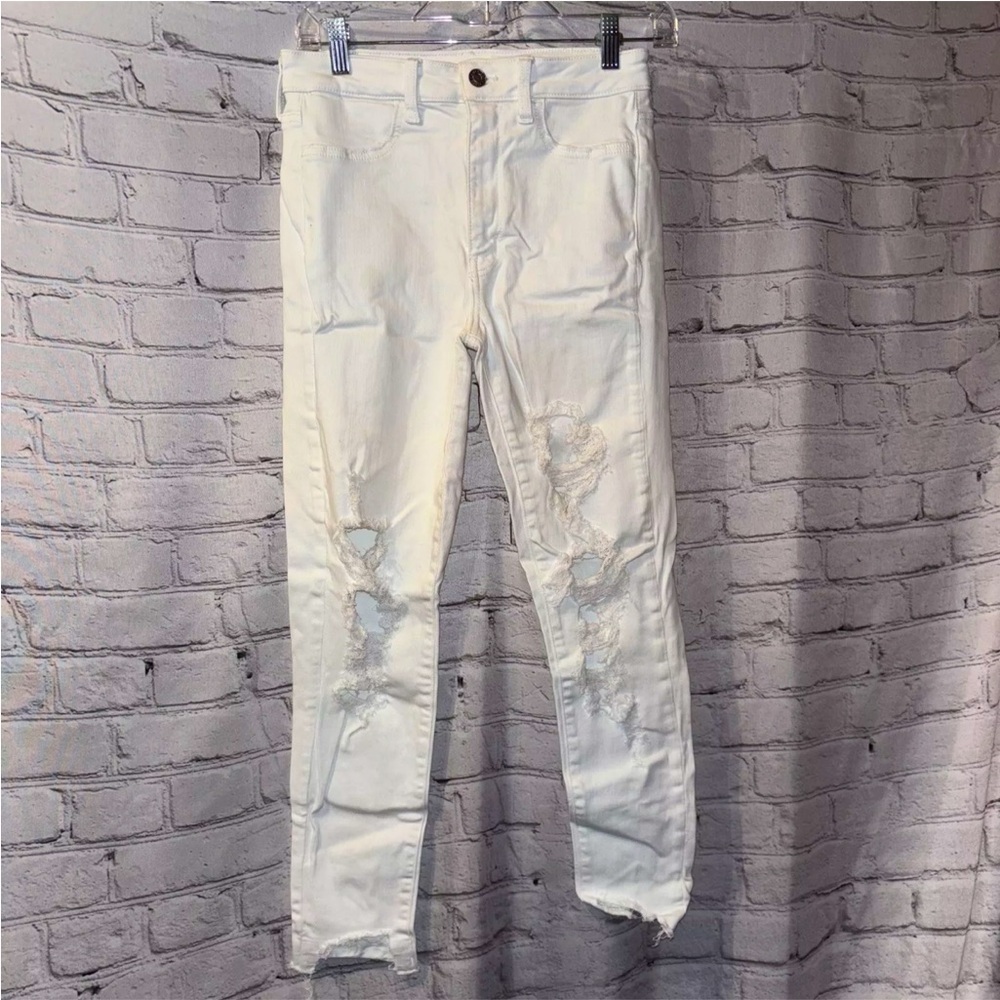 American Eagle NE(x)T Level Hi-Rise Jegging Crop Denim Jeans White Size 6